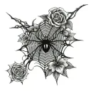 spider web and flowers growing tattoo design idea