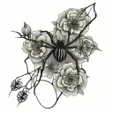 spider web and flowers growing tattoo design idea