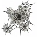 spider web and flowers growing tattoo design idea