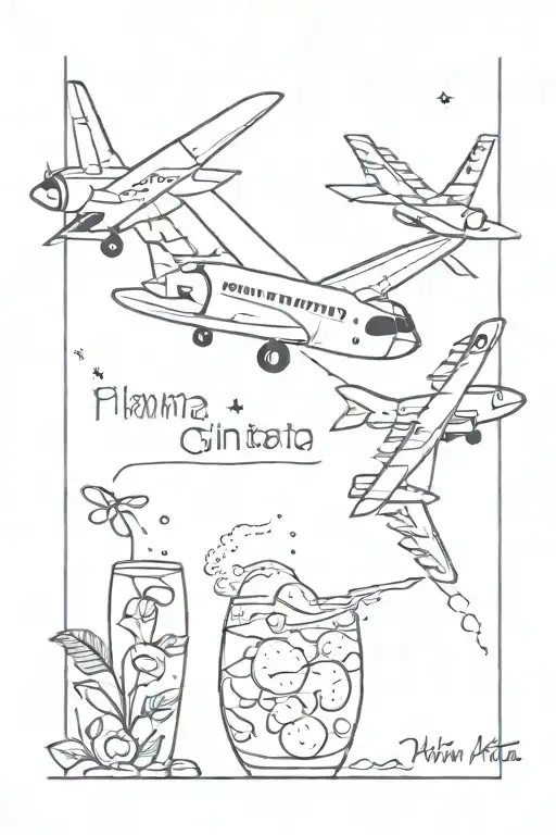 plane hakuna matata gin and tonic tattoo design idea