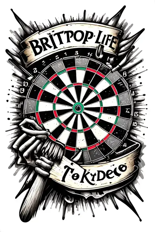 britpop darts life tattoo design idea