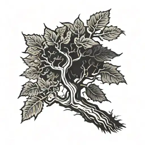 fig tree with lightning bolt  tattoo design idea