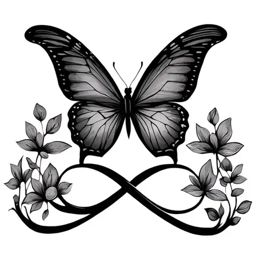 simple semi colon butterfly and infinity symbol make the butterfly sideview tattoo design idea