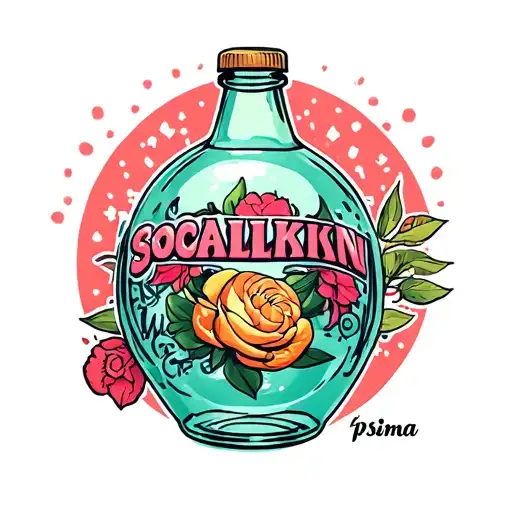 "Socalkin, psima" bottle tattoo design idea