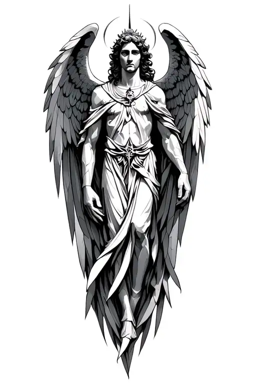 archangel Michael in Dream Caused by the Flight tattoo design idea
