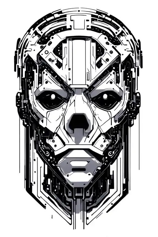 cybernetic panel taken off tattoo graphic wires bars insides of a cyborg tattoo design idea