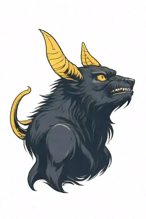 black devil  with yellow eyes  tattoo design idea