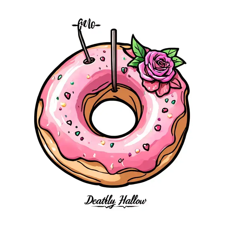 deathly hallow donut tattoo design idea
