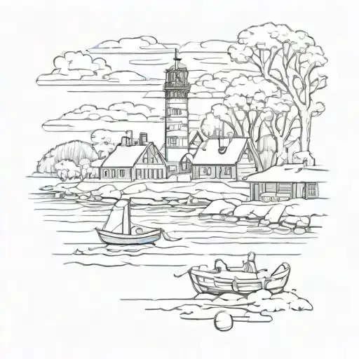 sackets harbor in the winter landscape tattoo design idea