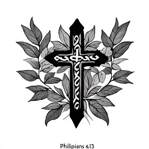 For a tattoo design inspired by Philippians 4:13, consider incorporating elements like a cross and Greek leaves to symbo tattoo design idea