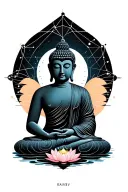 Sleeve From Wrist To Shoulder. buddha in Lotus, Water, Constellation, DMT molecule tattoo design idea