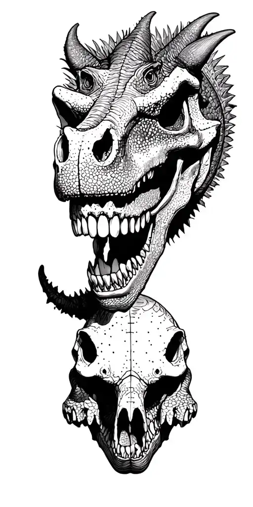 Mario sally and triceratops dinosaur skull tattoo design idea