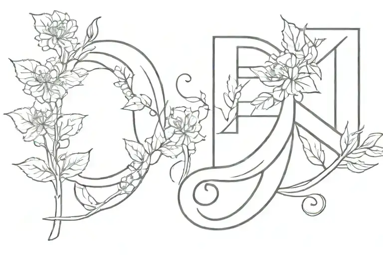 combine number 3 and letter E tattoo design idea