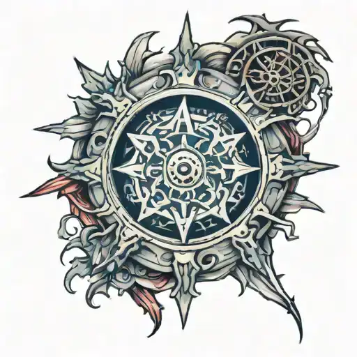mahoraga's wheel of adaptation on my shoulder tattoo design idea