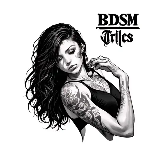 BDSM girl being choked tattoo design idea