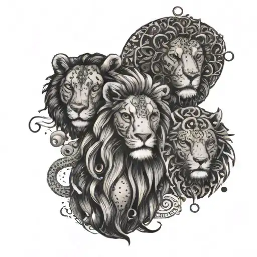 zodiac leo, virgo, capricorn and pisces tattoo design idea