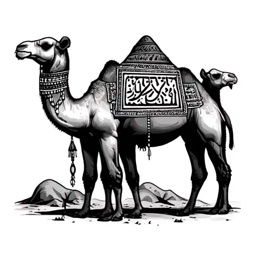 camels surrounded by Berber sign tattoo design idea