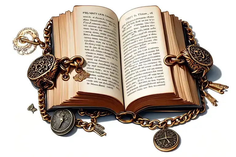 Open book charm bracelet tattoo design idea