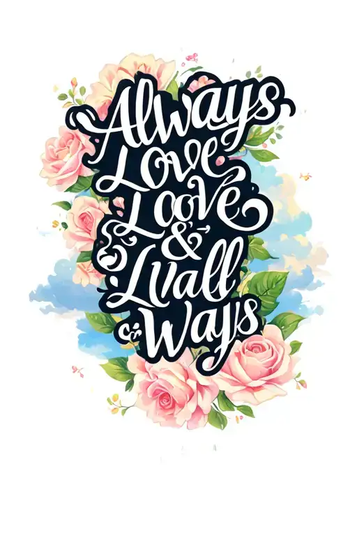 "Always Love & Love in All Ways" elegant script with the sky background tattoo design idea