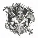 Create a geometric tattoo style for a sleeve with greek god like (heros) and add ther things like a nimbus from dragon b tattoo design idea