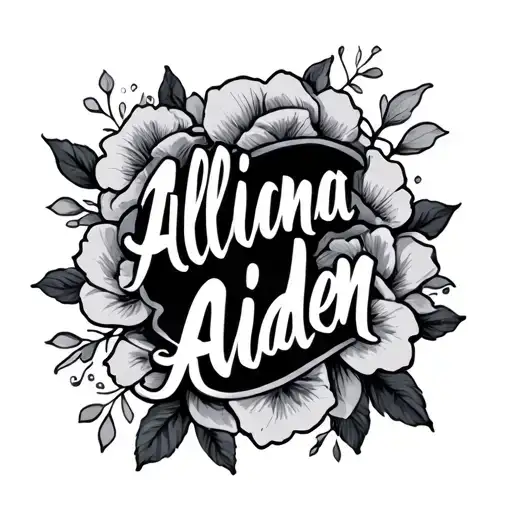 Alliana and Aiden names written tattoo design idea