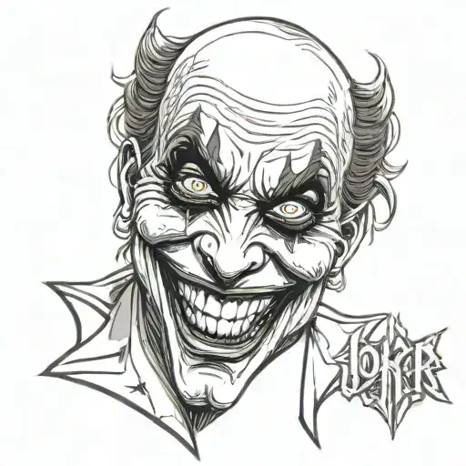 joker with Laugh now cry later mask tattoo design idea