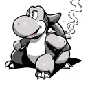 yoshi smoking a joint sitting on bowser tattoo design idea