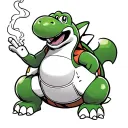 yoshi smoking a joint sitting on bowser tattoo design idea