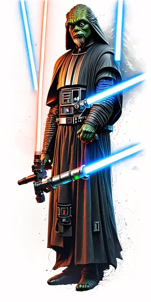 Star Wars Anakin Luke Vader lightsabers Force sidious padme tatooine naboo yoda obi-wan maul r2d2 chewbaca tattoo design idea