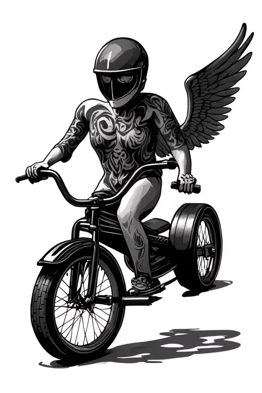 tricycle bike with wings  tattoo design idea