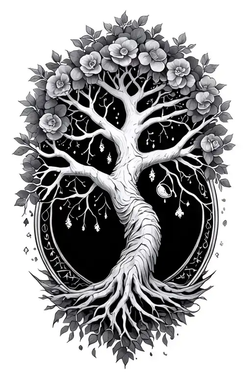 tree of life incorporating Pisces, Virgo, Aries, Cancer, Taurus, Aries tattoo design idea