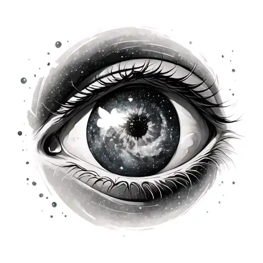two eyes observing our galaxy tattoo design idea