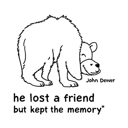 A bear with a John Denver song quote under it saying "he lost a friend but he kept the memory" tattoo design idea