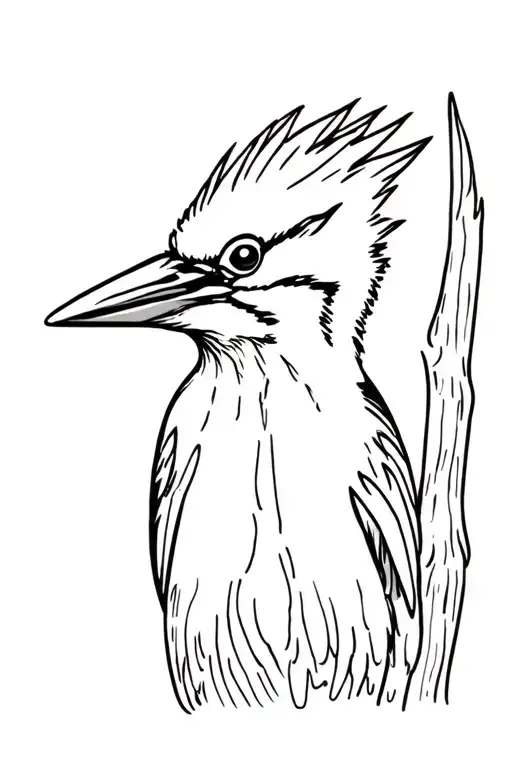 pileated woodpecker pecking tattoo design idea