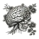 anatomically correct brain with  cells coming from the brainstem  tattoo design idea