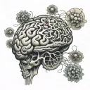 anatomically correct brain with  cells coming from the brainstem  tattoo design idea