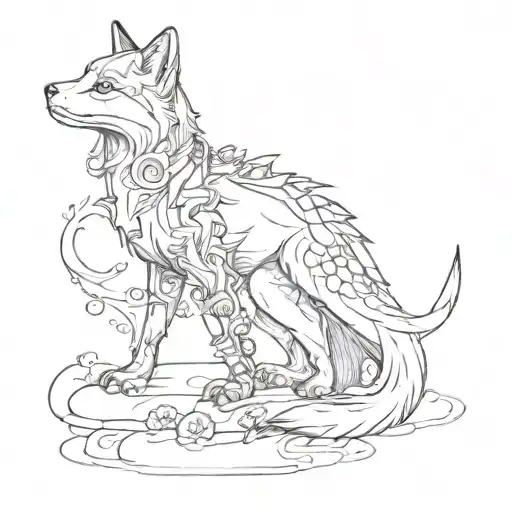 Fox with dragon wrapping itself Behind that little lady tattoo design idea
