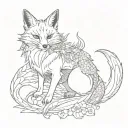 Fox with dragon wrapping itself Behind that little lady tattoo design idea