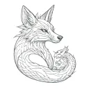 Fox with dragon wrapping itself Behind that little lady tattoo design idea