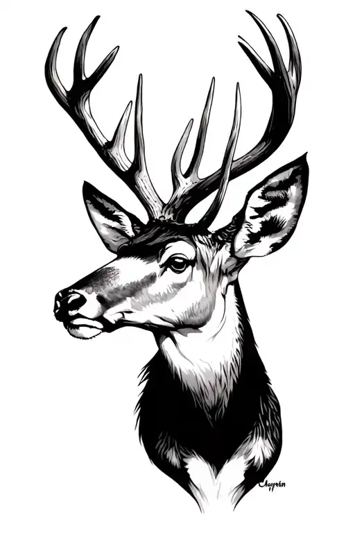 name Lynwood Bryant jenkins with deer antlers tattoo design idea