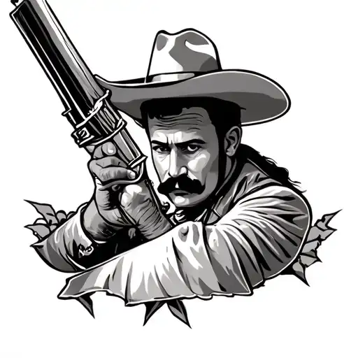 pancho villa and Emiliano zapata inspired back tattoo design idea
