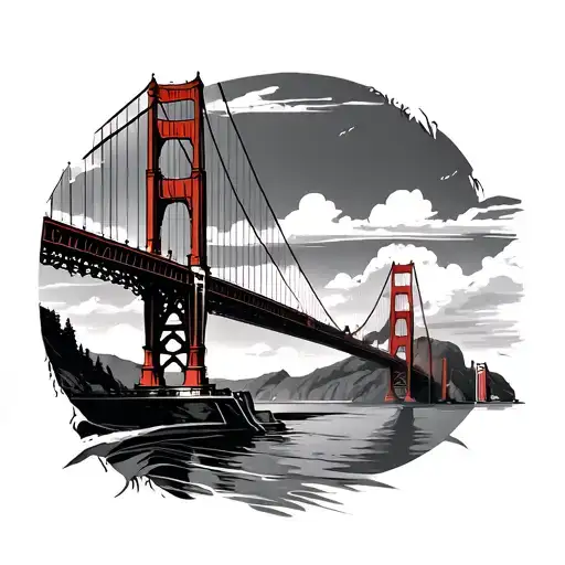 Golden Gate Bridge on lower back tattoo design idea