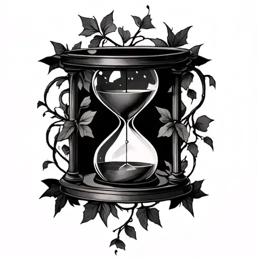 Emo inspired hourglass with ivy vines tattoo design idea