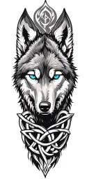 wolf with blue eyes on armor tattoo design featuring Celtic trinity knot  tattoo design idea