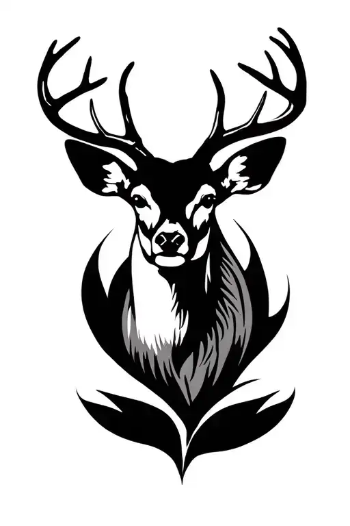 White Tail deer silhouette tattoo design idea
