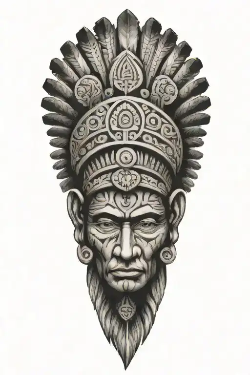 god, life, Aztec indian, tribal patterns tattoo design idea