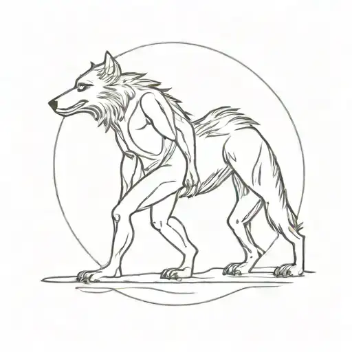 Human and werewolf tattoo design idea