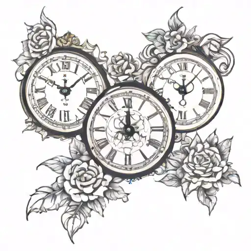 2 clocks depicting 11:03 tattoo design idea