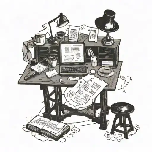 Depict a writer's desk with inspirational quotes on mental health scattered around tattoo design idea