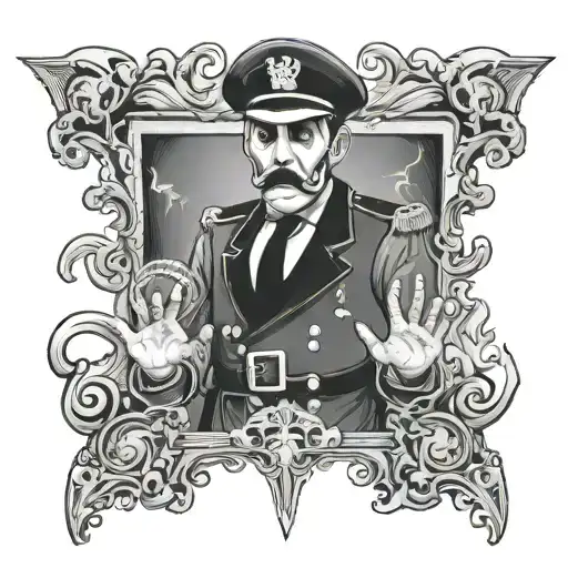 A sheet ghost resembling the tv show character The Captain from the BBC series Ghosts tattoo design idea